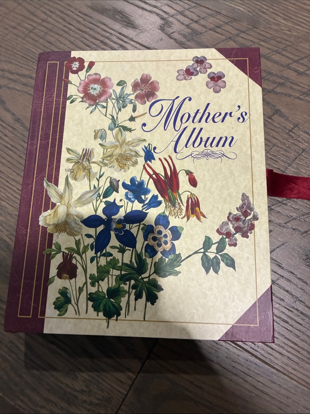 Waverly Floral 'Mother's Album' Wall Art in Burgundy, Cream, Blue, Pink & Green